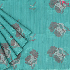 Turquoise Blue Kosa Embroidery Saree