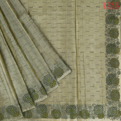 Sage Green Banaras Tussar Silk Saree