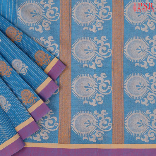 Peacock Blue Kovai Cotton Saree
