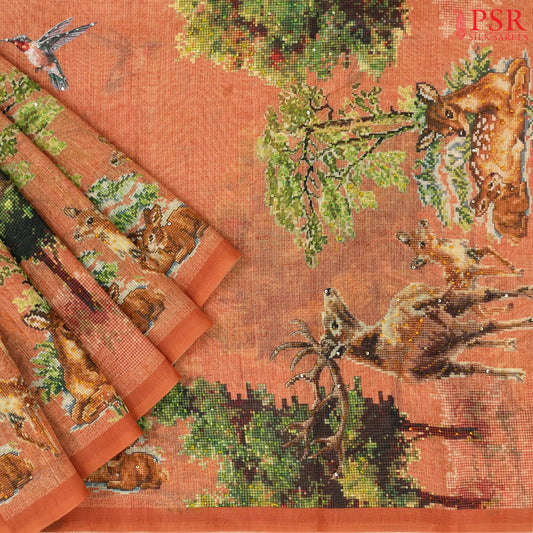 Yam Orange Silk Cotton Saree