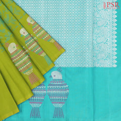 Pear Green Kanchipuram Silk Saree