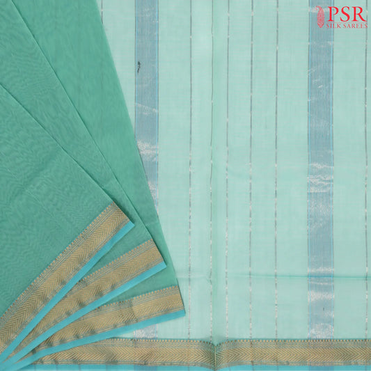 Turquoise Blue Maheshwari Silk Cotton Saree