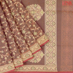 Light Mahogany Banaras Silk Cotton Saree