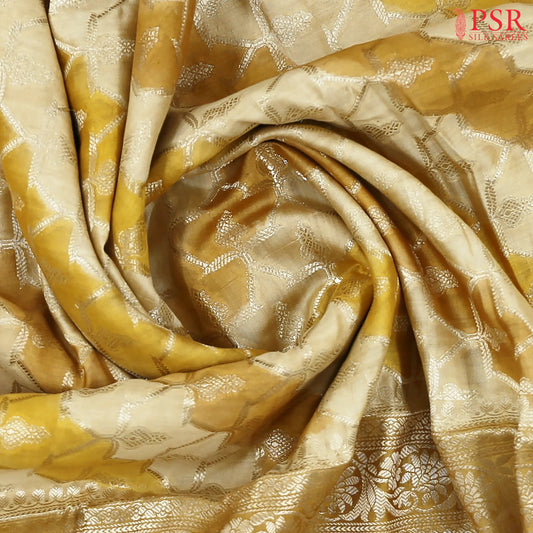Fawn & Mustard Chiniya Silk Saree