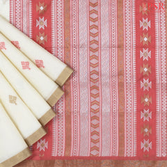Cream Beige Ghicha Tassar Saree