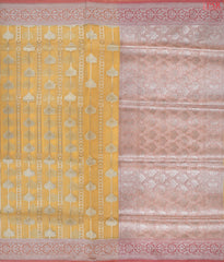 Light Saffron Yellow Semi Kora Summer Silk Saree