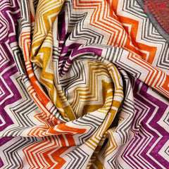 Beige & Orchid Chanderi Silk Cotton Saree