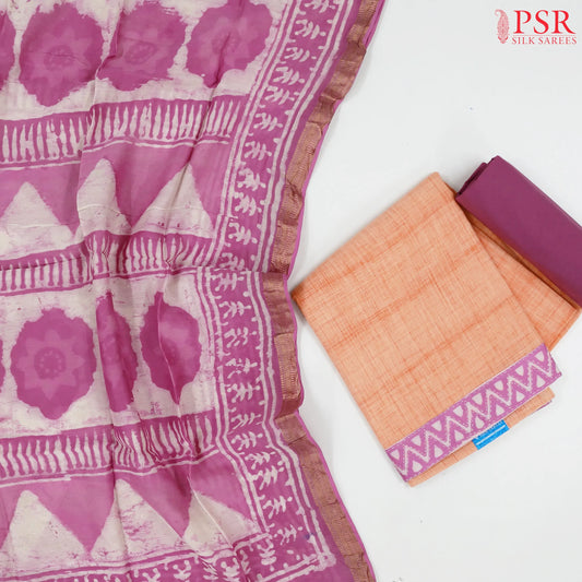 Light Saffron Cotton Dress Material