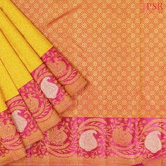 Amber Yellow Kanchipuram Jacquard Silk Saree