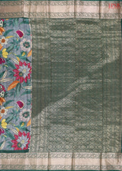 Steel Grey Printed Silk Saree