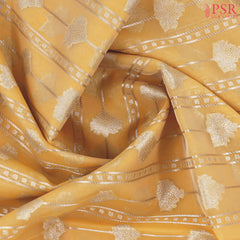 Light Saffron Yellow Semi Kora Summer Silk Saree