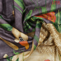 Dark Umber Brown Kadhi Tussar Silk Saree