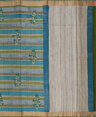 Olive & Cyan Kadhi Tussar Silk Saree