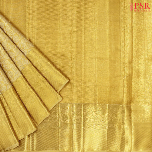 Golden Kanchipuram Jacquard Tissue Silk Saree