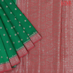 Dark Green Chiniya Silk Saree