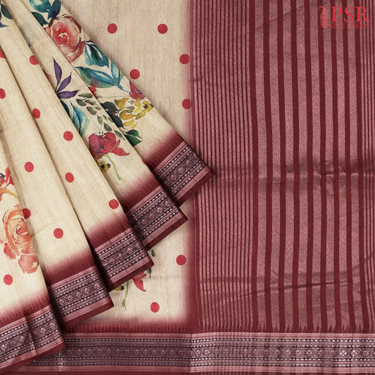 Tan Semi Tussar Saree