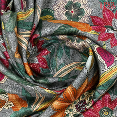 Steel Grey Printed Silk Saree