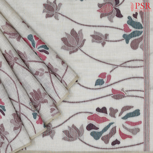 Pearl Beige Ghicha Cotton Saree
