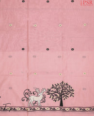 Flamingo Pink Jamdani Silk Cotton Dress Material