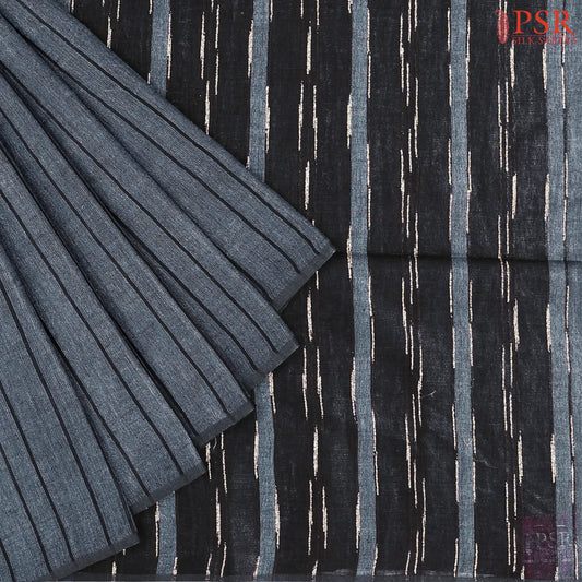 Charcoal Grey Linen Saree