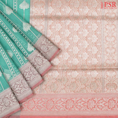 Tiffany Blue Semi Kora Summer Silk Saree
