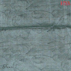 Turquoise Grey Banaras Tussar Silk Saree