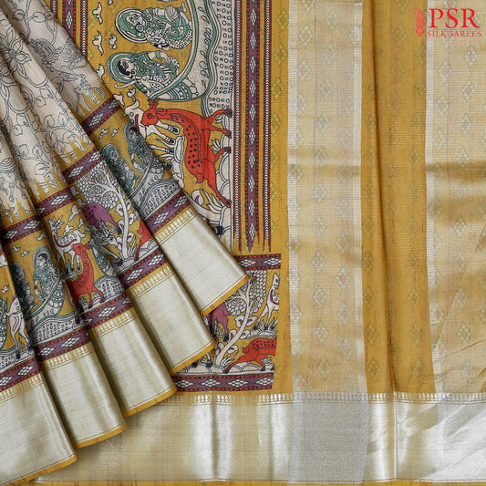 Beige Semi Tussar Saree
