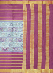 Turquoise Grey Mysore Silk Saree