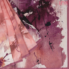 Peach & Purple Printed Georgette Saree