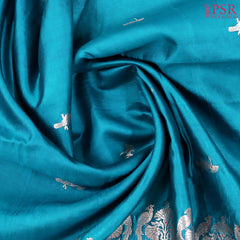 Peacock Blue Chiniya Silk Saree