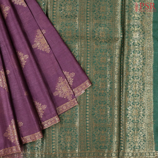 Tyrian Purple Banaras Tussar Silk Saree