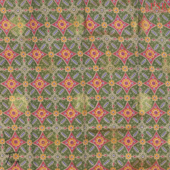 Green Soft Patola Semi Silk Dress Material