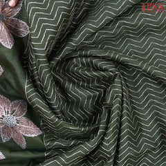 Dark Green Kosa Embroidery Saree