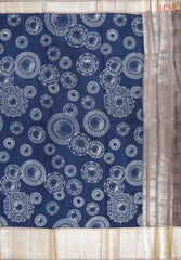 Prussian Blue Chiniya Silk Saree