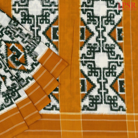 Off White Double Ikkat Cotton Saree