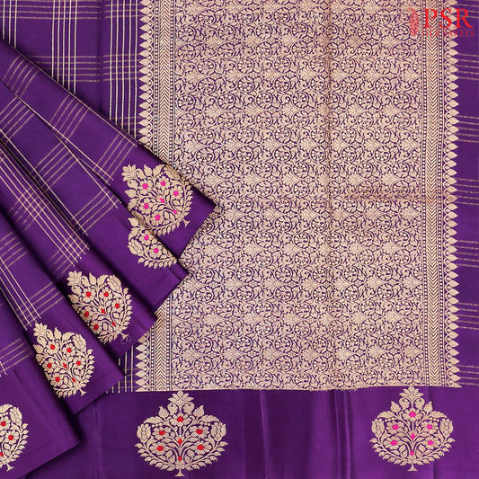 Violet Banaras Silk Saree