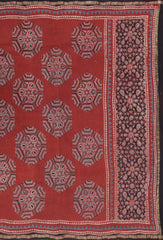 Antique Red Jaipur Cotton Printed Saree