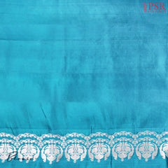 Peacock Blue Chiniya Silk Saree