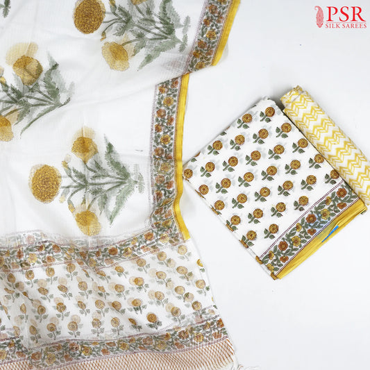 Off White Cotton Dress Material