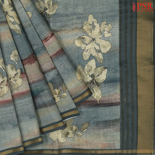 Dusty Teal Organza Saree