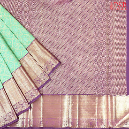 Mint Green Kanchipuram Jacquard Silk Saree