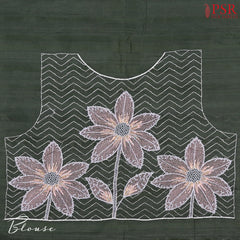 Dark Green Kosa Embroidery Saree