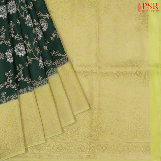 Dark Green Tassar Georgette Saree