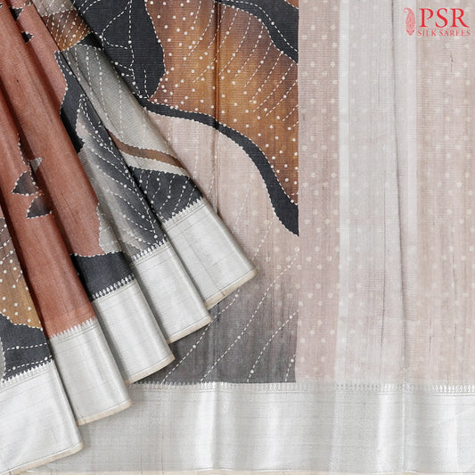 Burnt Copper Semi Tussar Saree