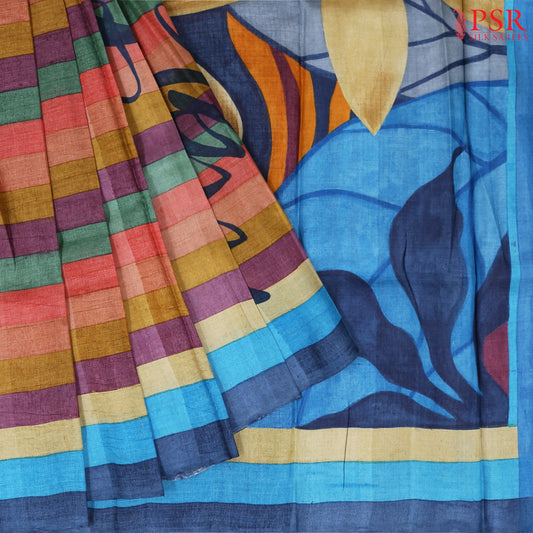 Multicolor Kadhi Tussar Silk Saree