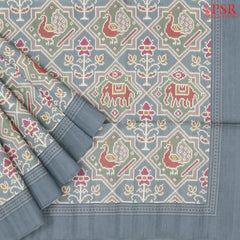 Pewter Grey Semi Tussar Saree