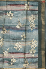 Dusty Teal Organza Saree