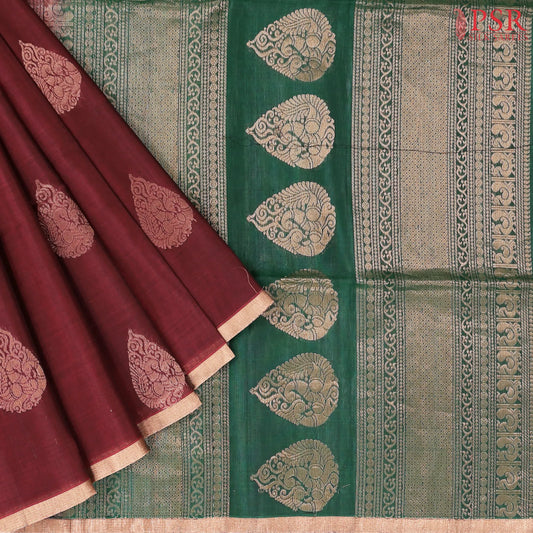 Maroon Silk Cotton Saree