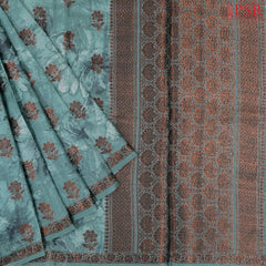 Steel Teal Banaras Tussar Silk Saree