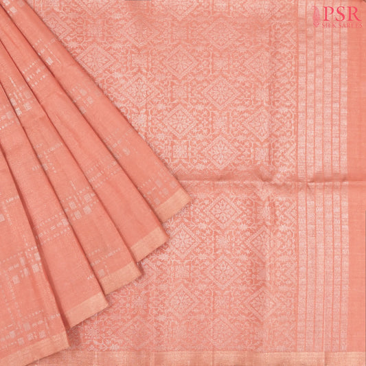 Coral Peach Soft Tissue Silk Saree